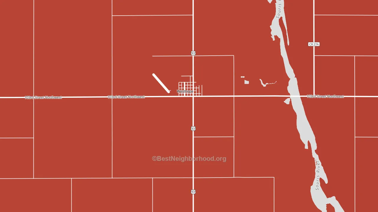 Westhope, ND block-group political-lean map