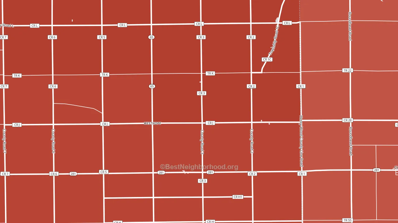 Westhope, OH block-group political-lean map