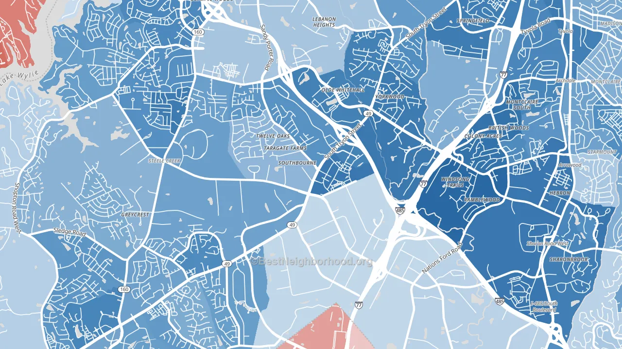 Westinghouse, Charlotte, NC block-group political-lean map