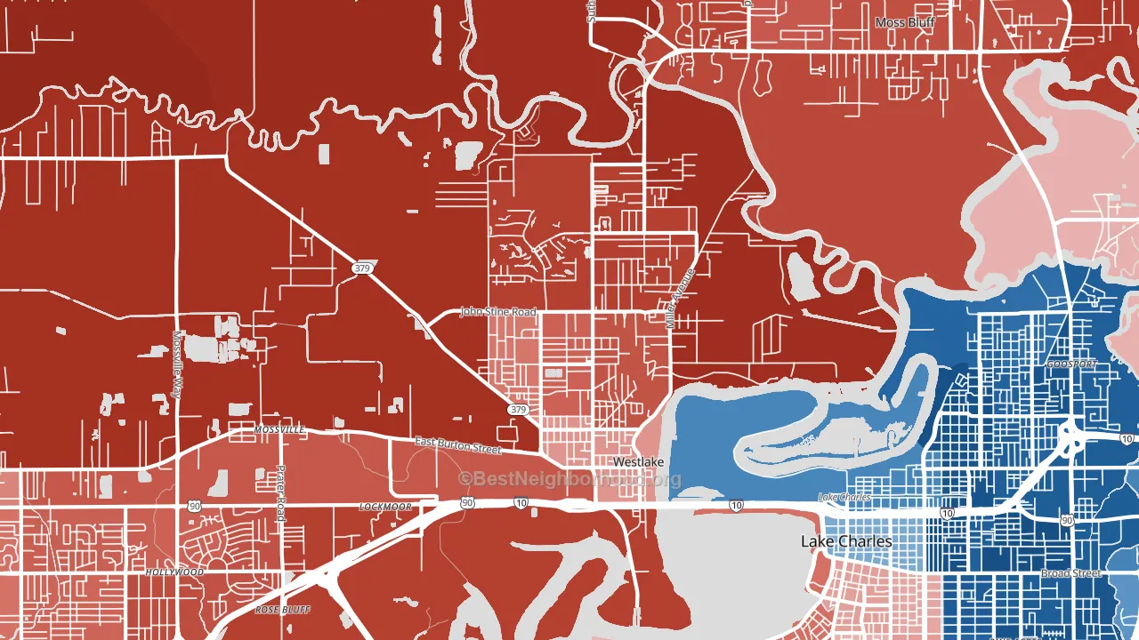 Westlake, LA block-group political-lean map