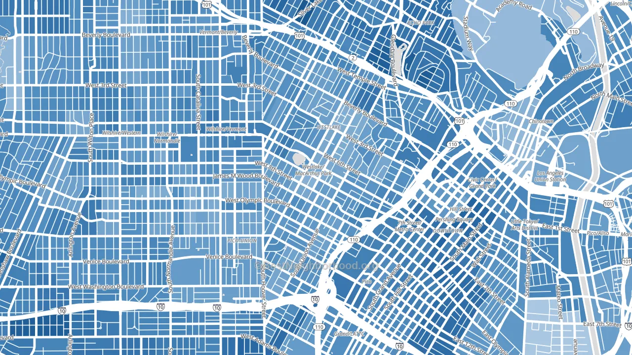 Westlake, Los Angeles, CA block-group political-lean map