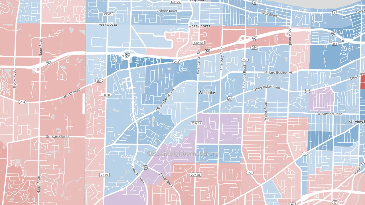 Westlake, OH block-group political-lean map
