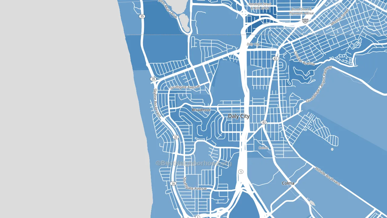 Westlake-San Francisco, Daly City, CA block-group political-lean map
