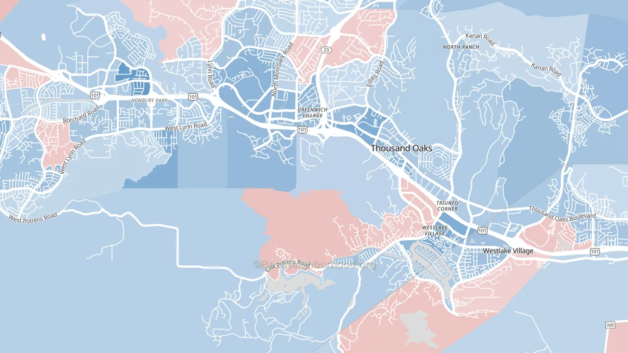 Westlake Village, Westlake Village, CA block-group political-lean map