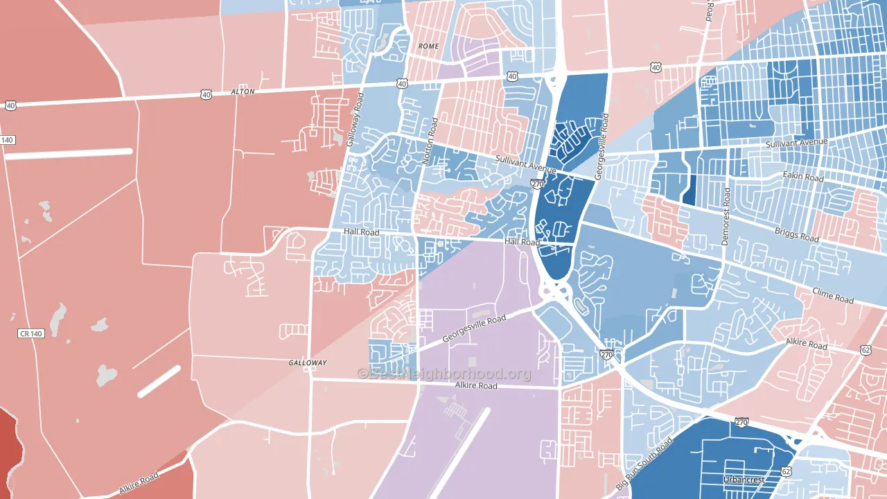 Westland, Galloway, OH block-group political-lean map