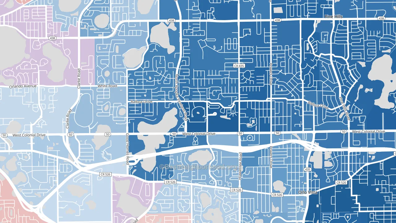 Westland Terrace, Pine Hills, FL block-group political-lean map