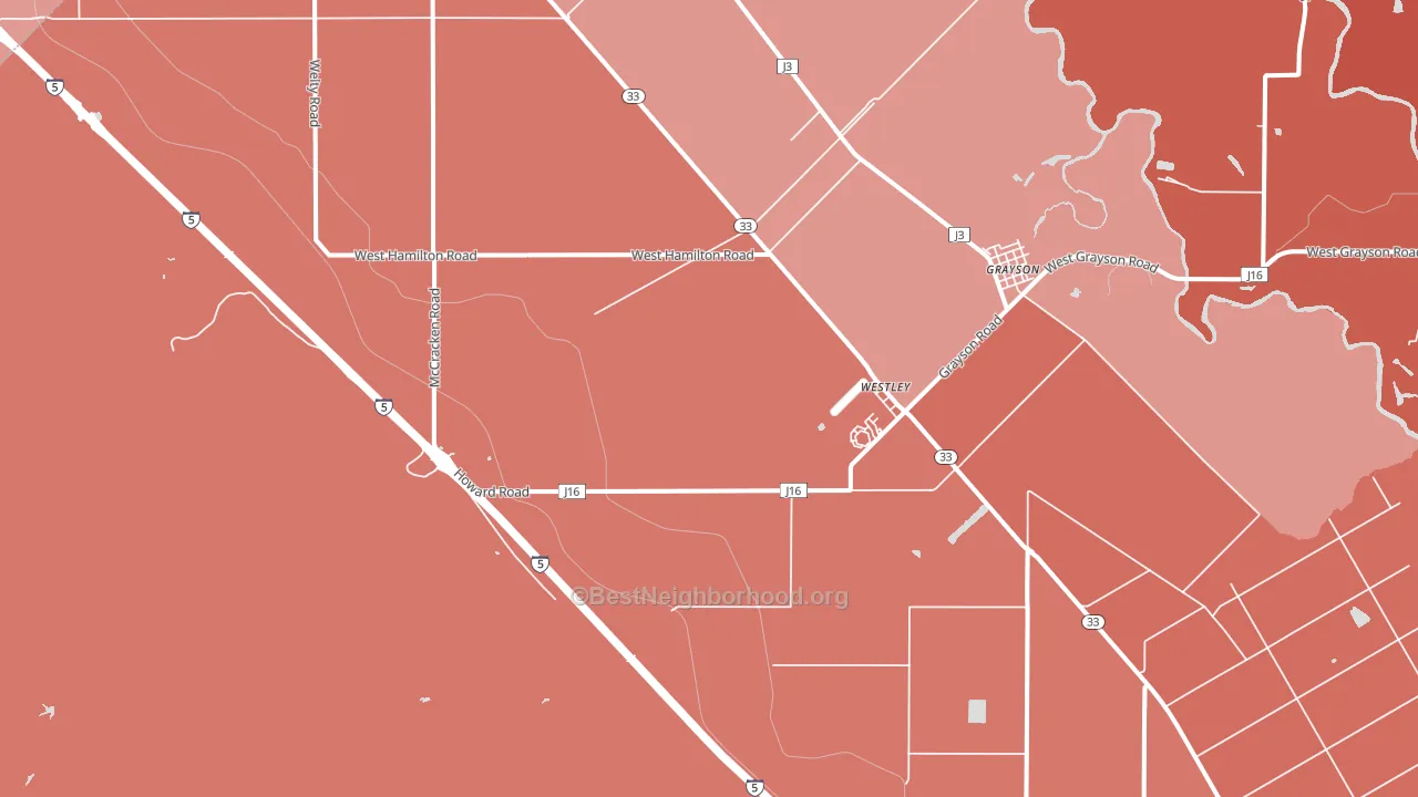Westley, CA block-group political-lean map