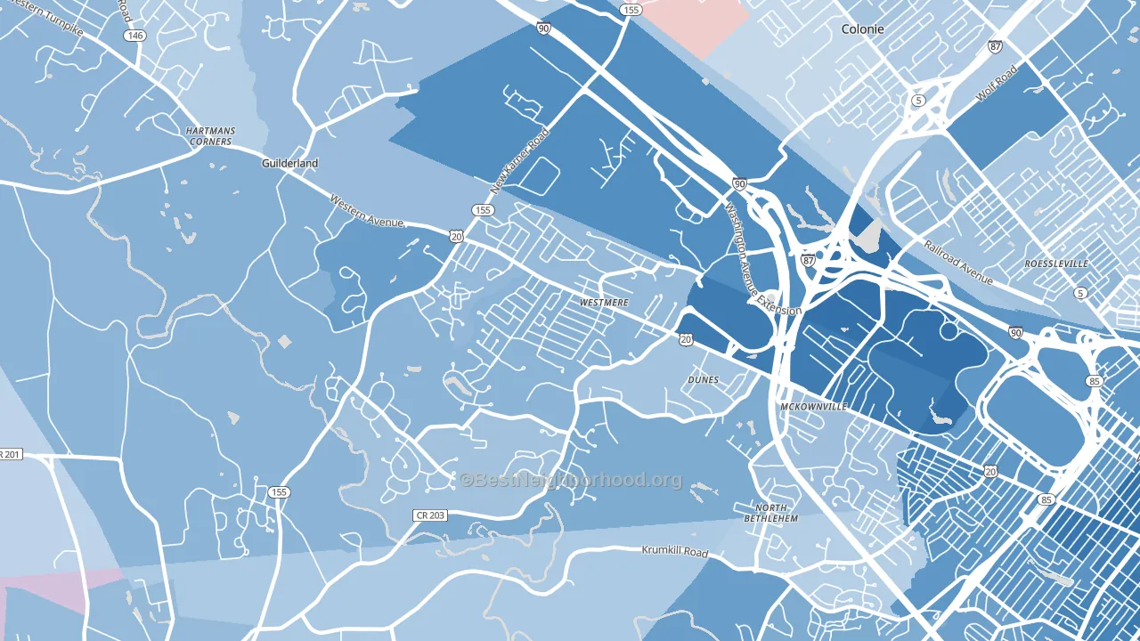Westmere, NY block-group political-lean map