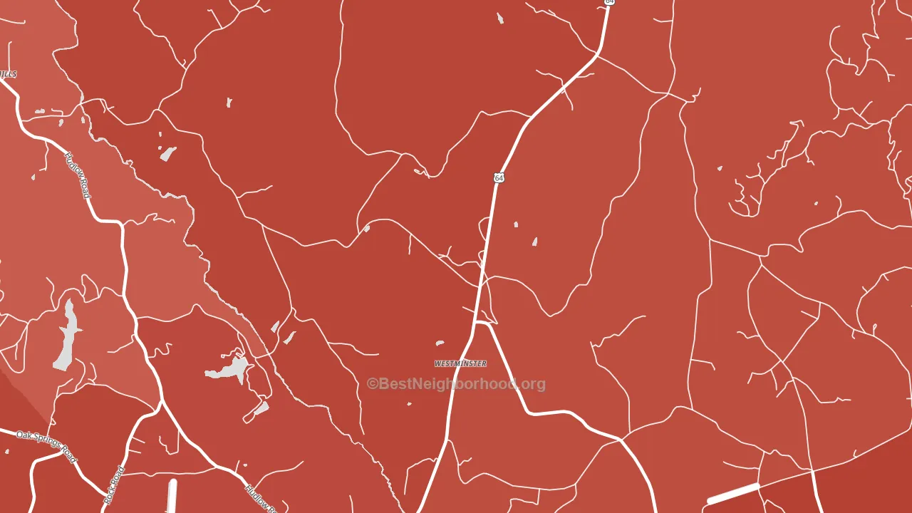 Westminster, NC block-group political-lean map