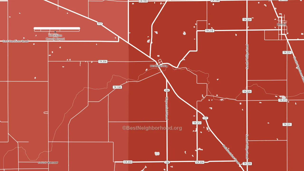 Westminster, OH block-group political-lean map