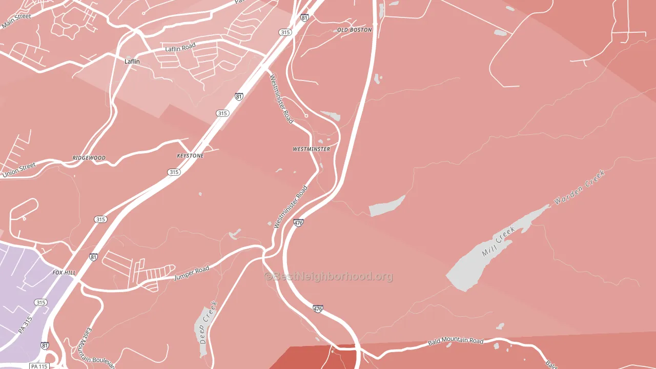 Westminster, PA block-group political-lean map