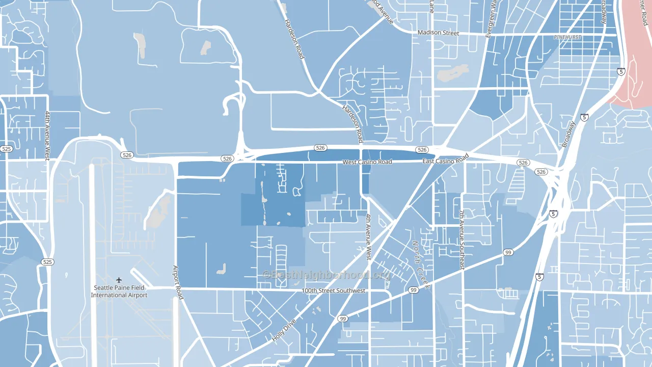Westmont, Everett, WA block-group political-lean map