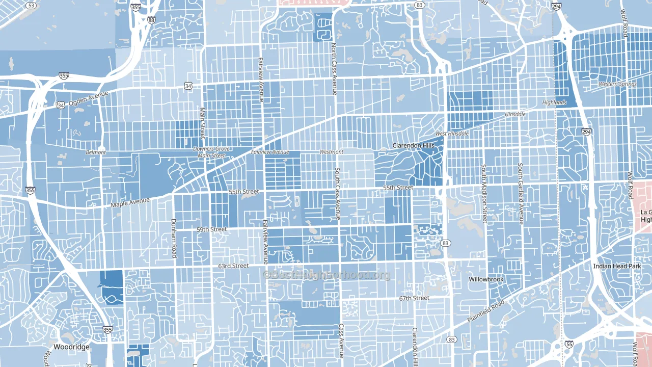 Westmont, IL block-group political-lean map