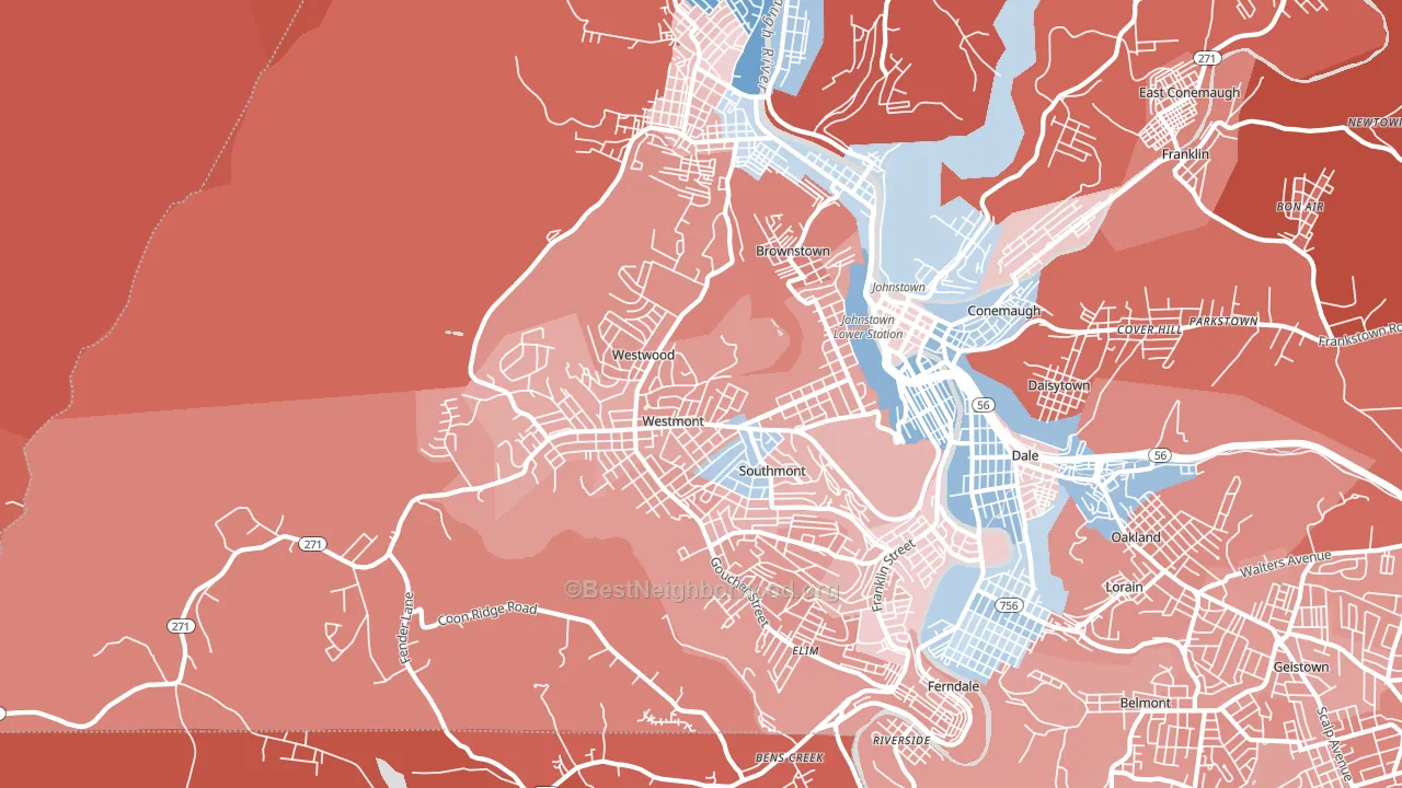 Westmont, PA block-group political-lean map