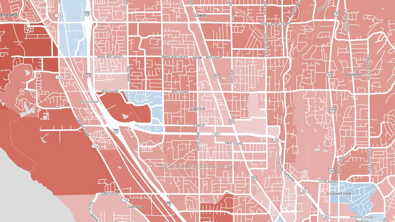 Westmore, Orem, UT block-group political-lean map