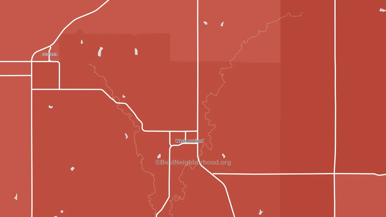 Westmoreland, KS block-group political-lean map