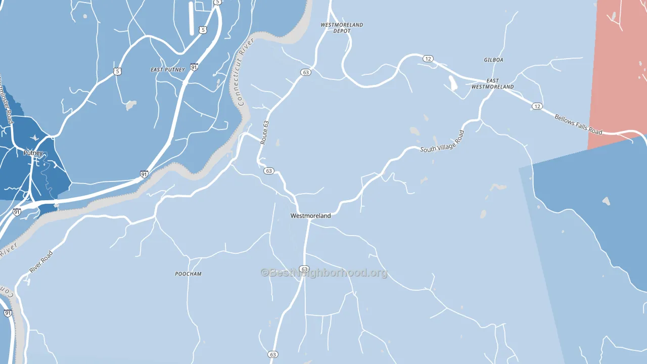 Westmoreland, NH block-group political-lean map