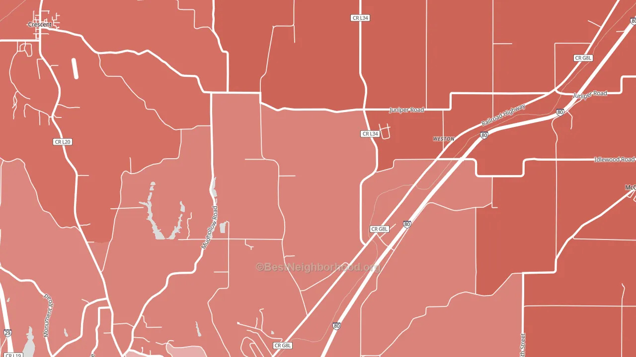 Weston, IA block-group political-lean map