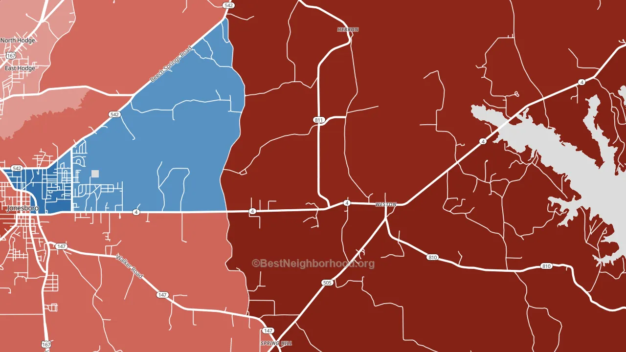 Weston, LA block-group political-lean map