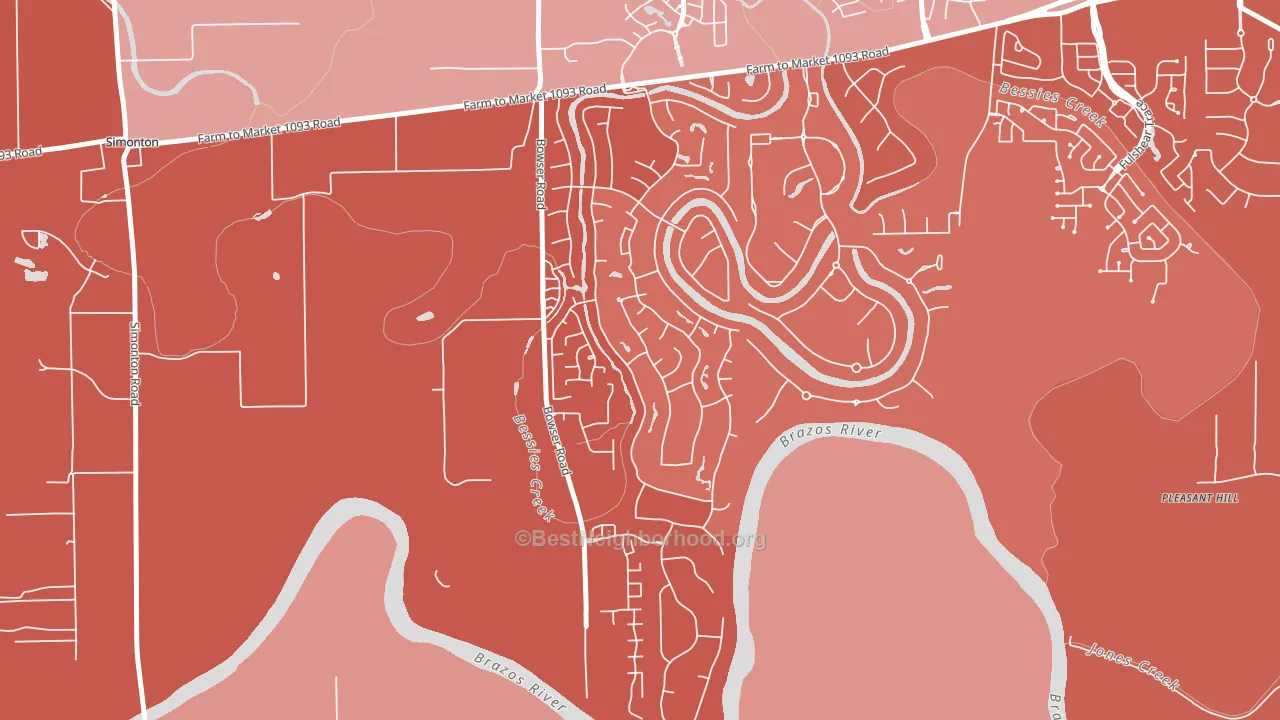 Weston Lakes, TX block-group political-lean map
