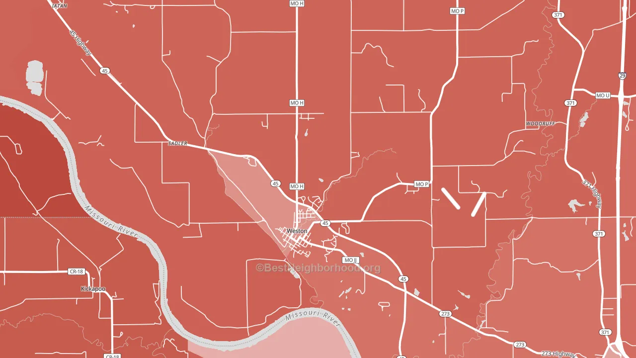 Weston, MO block-group political-lean map