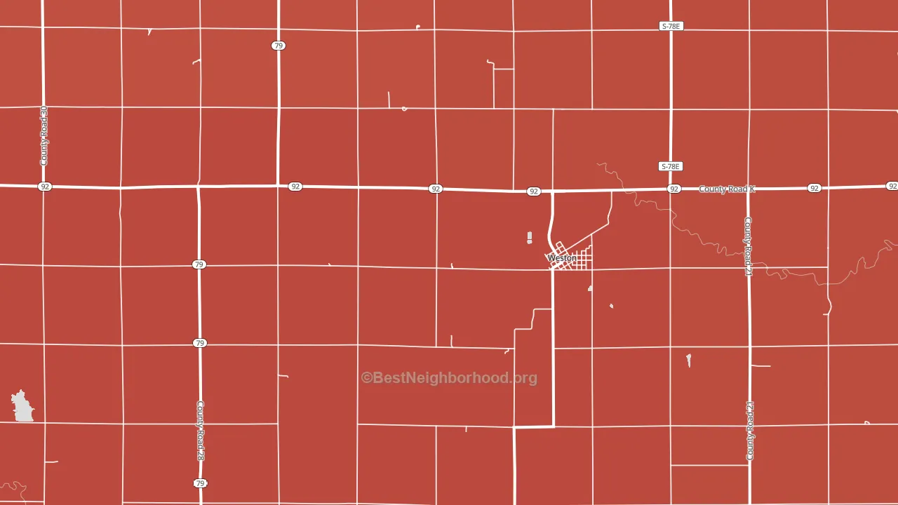 Weston, NE block-group political-lean map