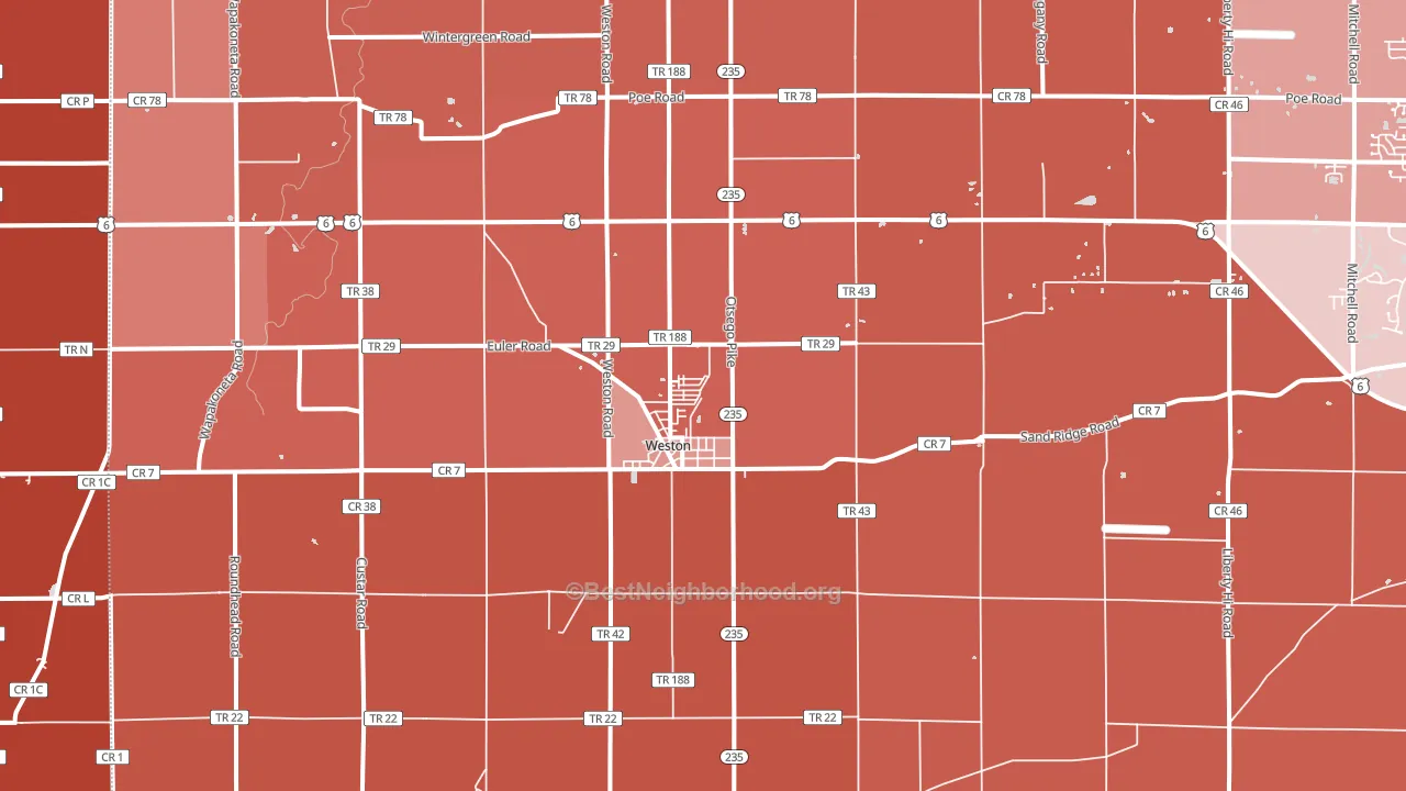 Weston, OH block-group political-lean map