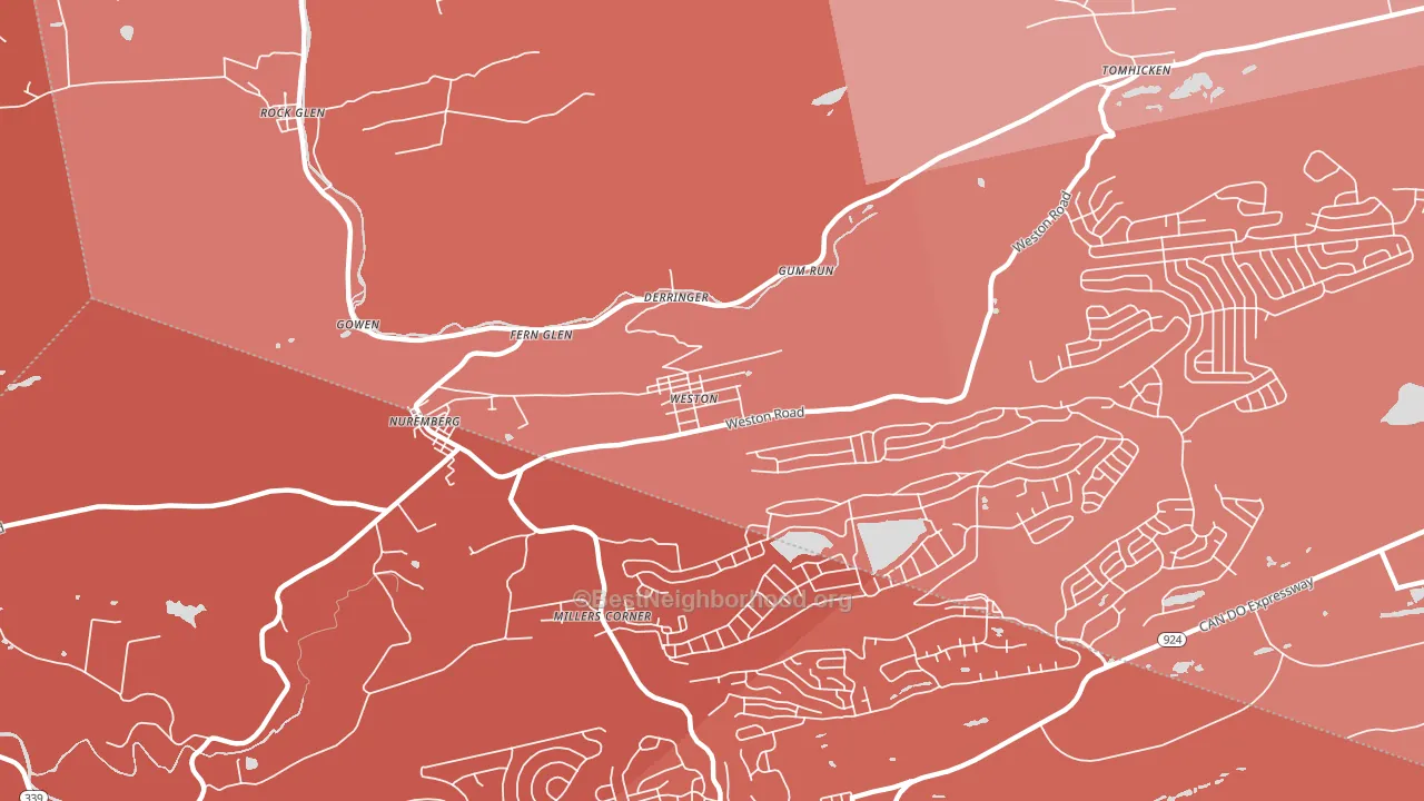 Weston, PA block-group political-lean map