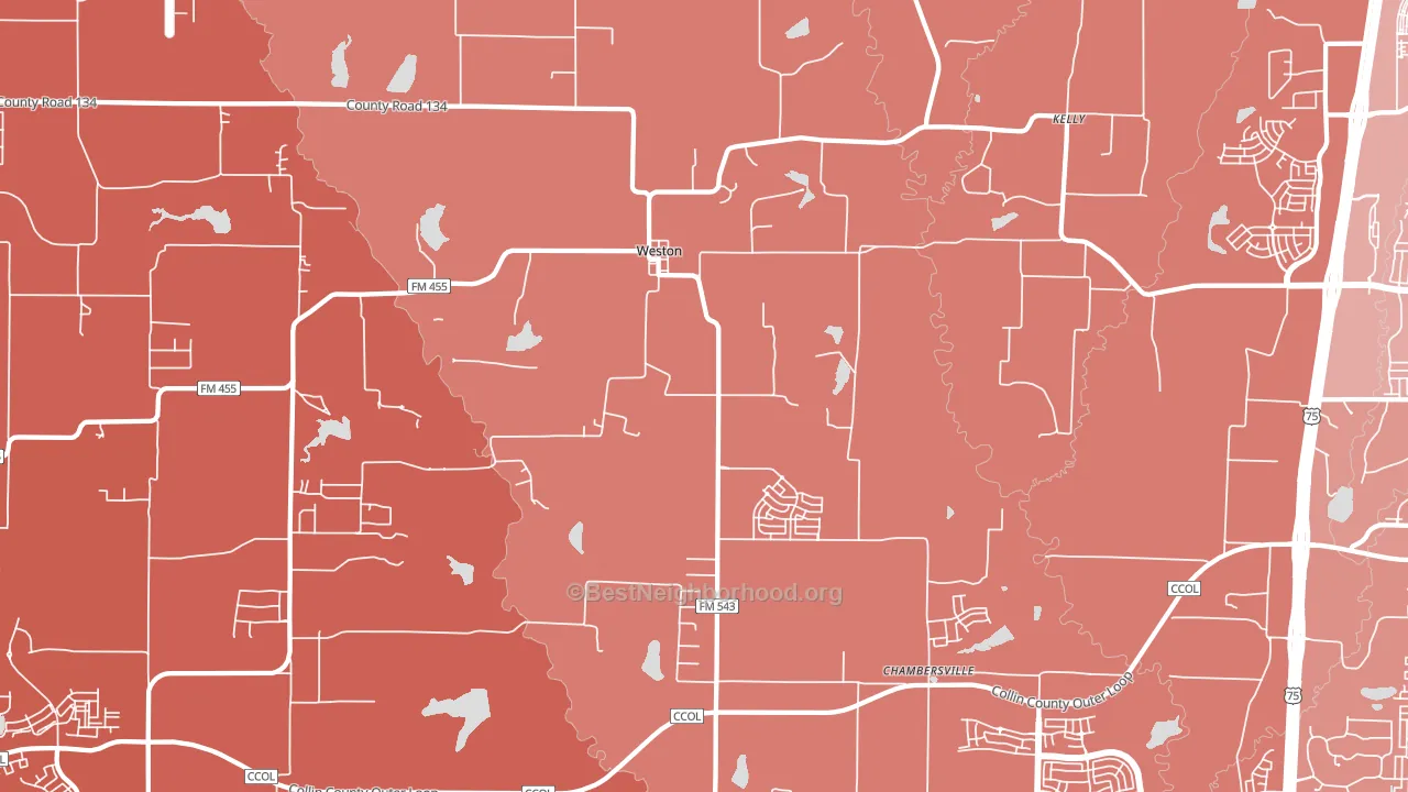 Weston, TX block-group political-lean map
