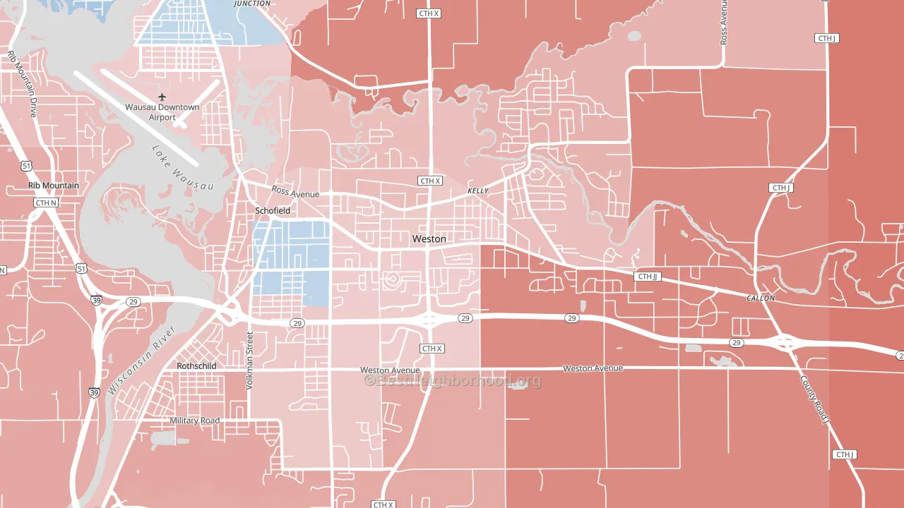 Weston, WI block-group political-lean map