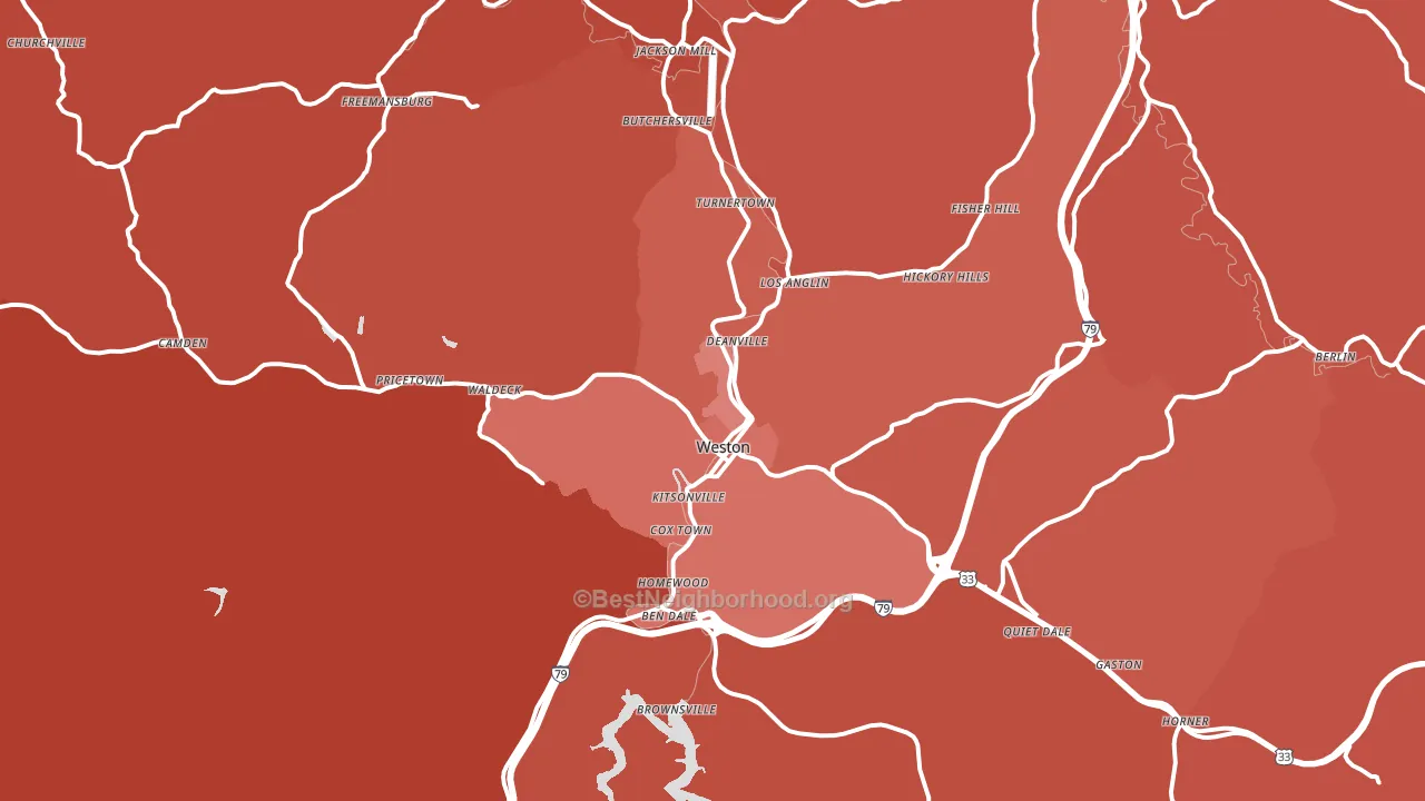 Weston, WV block-group political-lean map