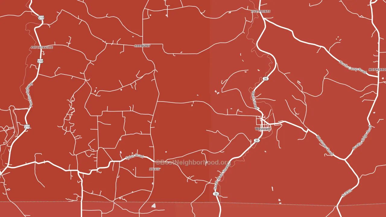Westover, PA block-group political-lean map