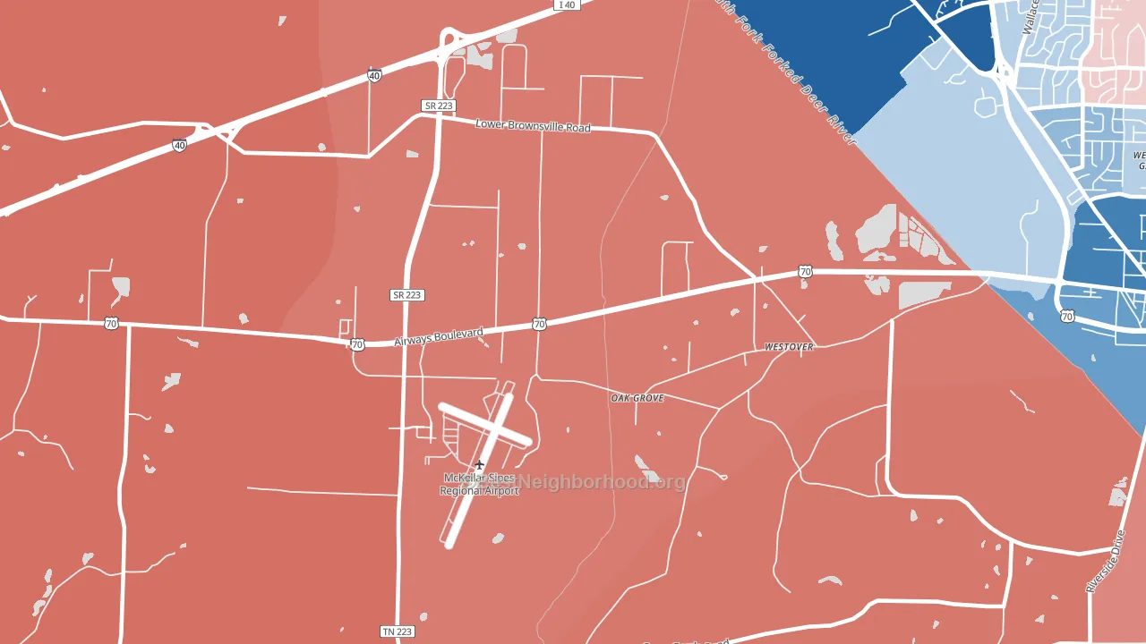 Westover, TN block-group political-lean map