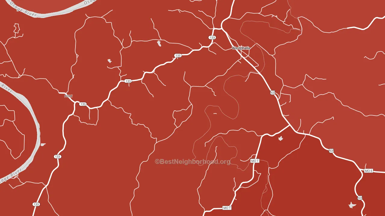 Westphalia, MO block-group political-lean map