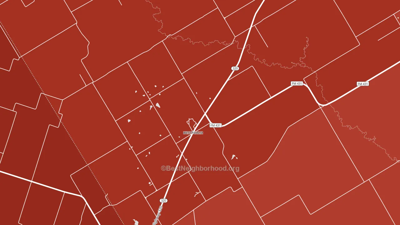 Westphalia, TX block-group political-lean map