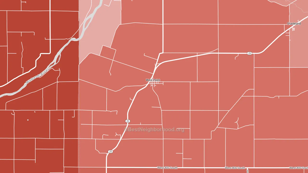 Westpoint, IN block-group political-lean map