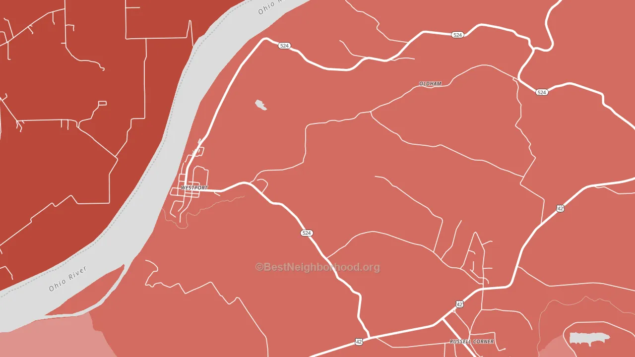Westport, KY block-group political-lean map