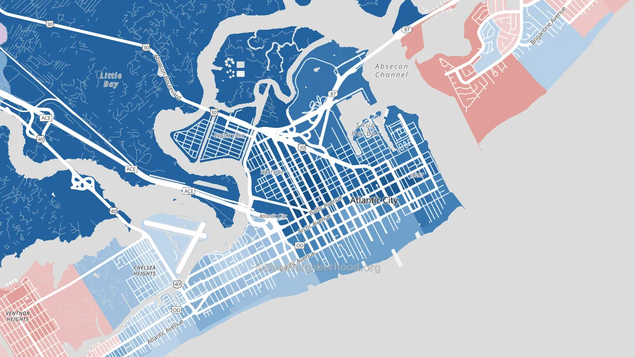 Westside, Atlantic City, NJ block-group political-lean map