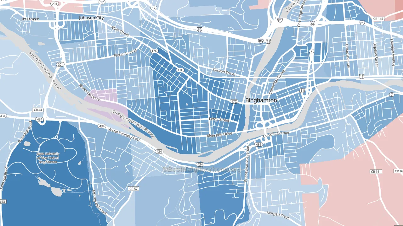 Westside, Binghamton, NY block-group political-lean map