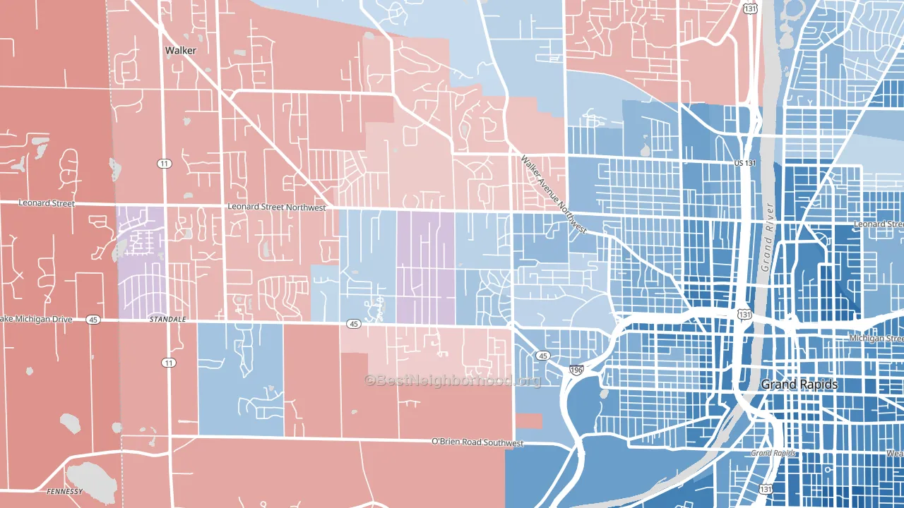 Westside, Grand Rapids, MI block-group political-lean map