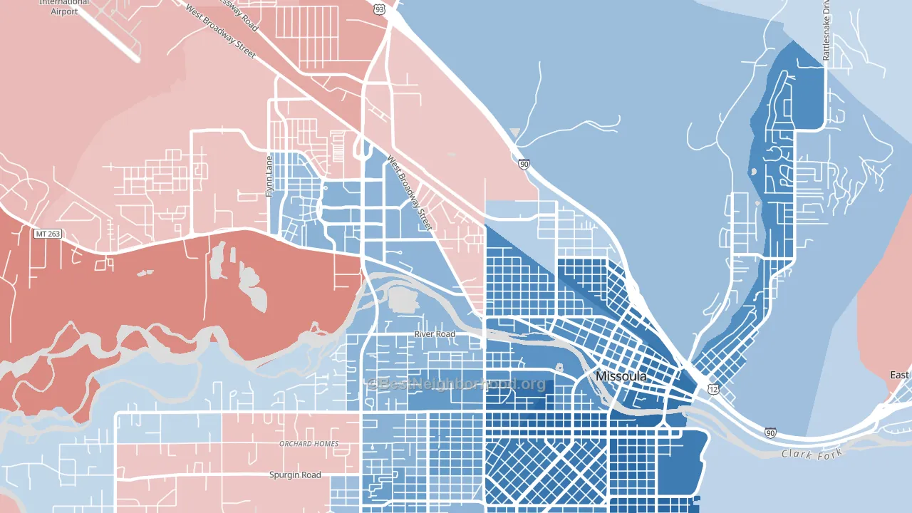 Westside, Missoula, MT block-group political-lean map