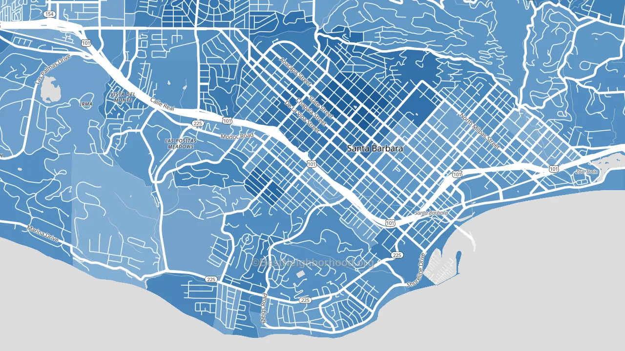 Westside-Santa Barbara, Santa Barbara, CA block-group political-lean map