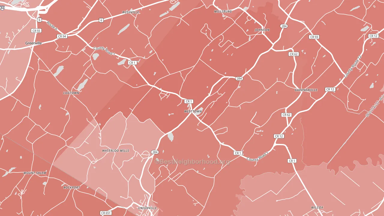 Westtown, NY block-group political-lean map