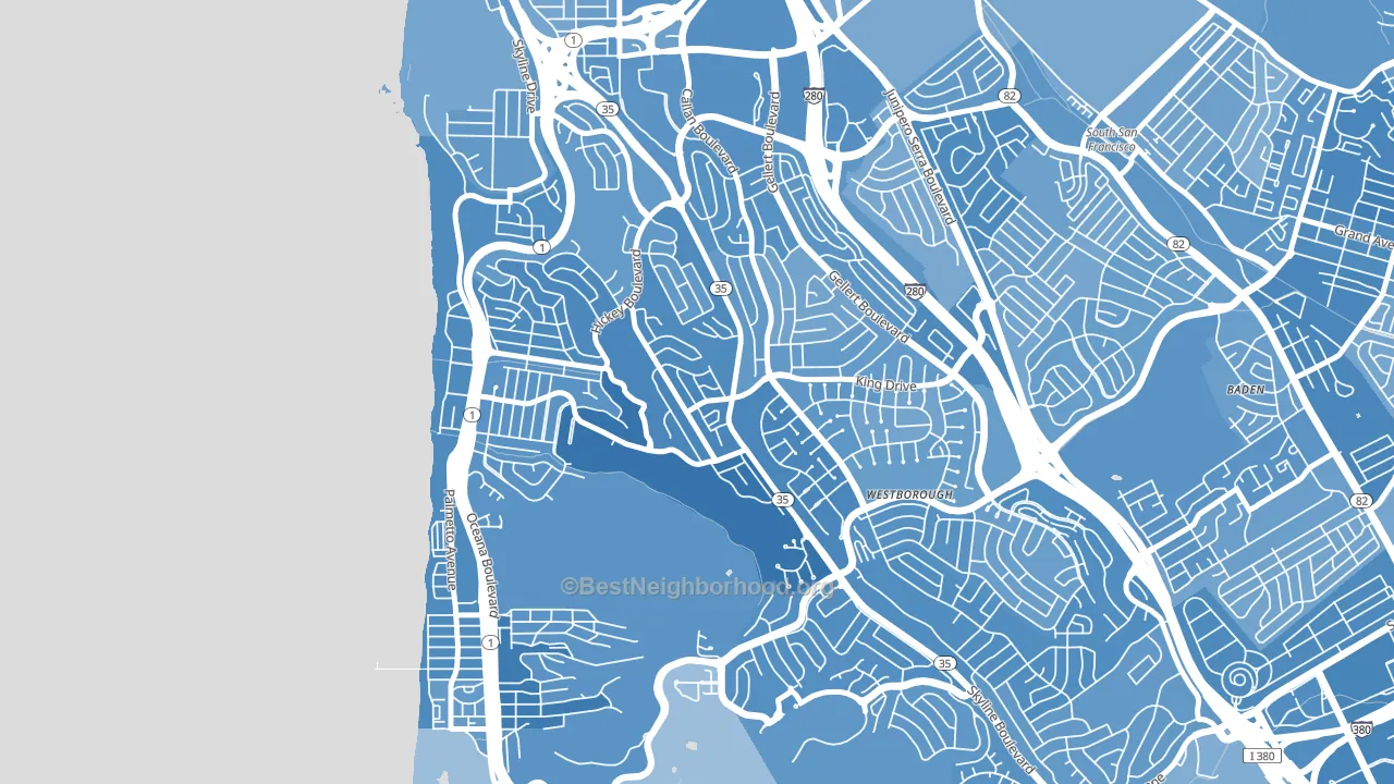 Westview, Pacifica, CA block-group political-lean map