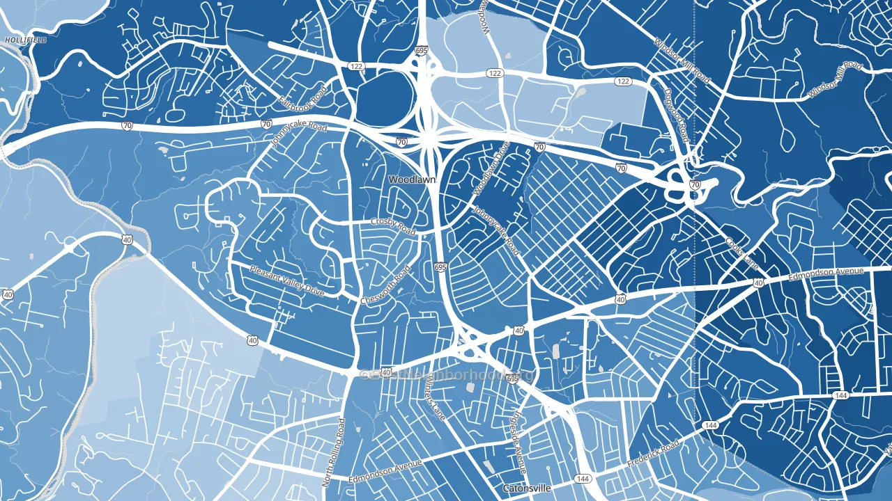 Westview Park, Woodlawn, MD block-group political-lean map