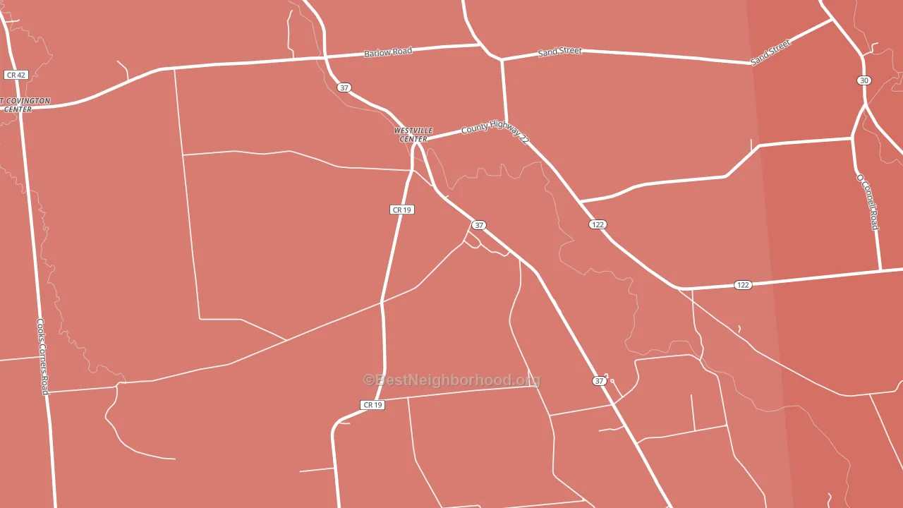 Westville Center, NY block-group political-lean map