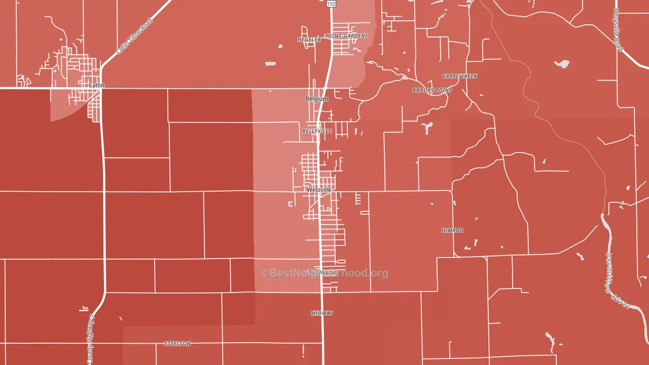 Westville, IL block-group political-lean map