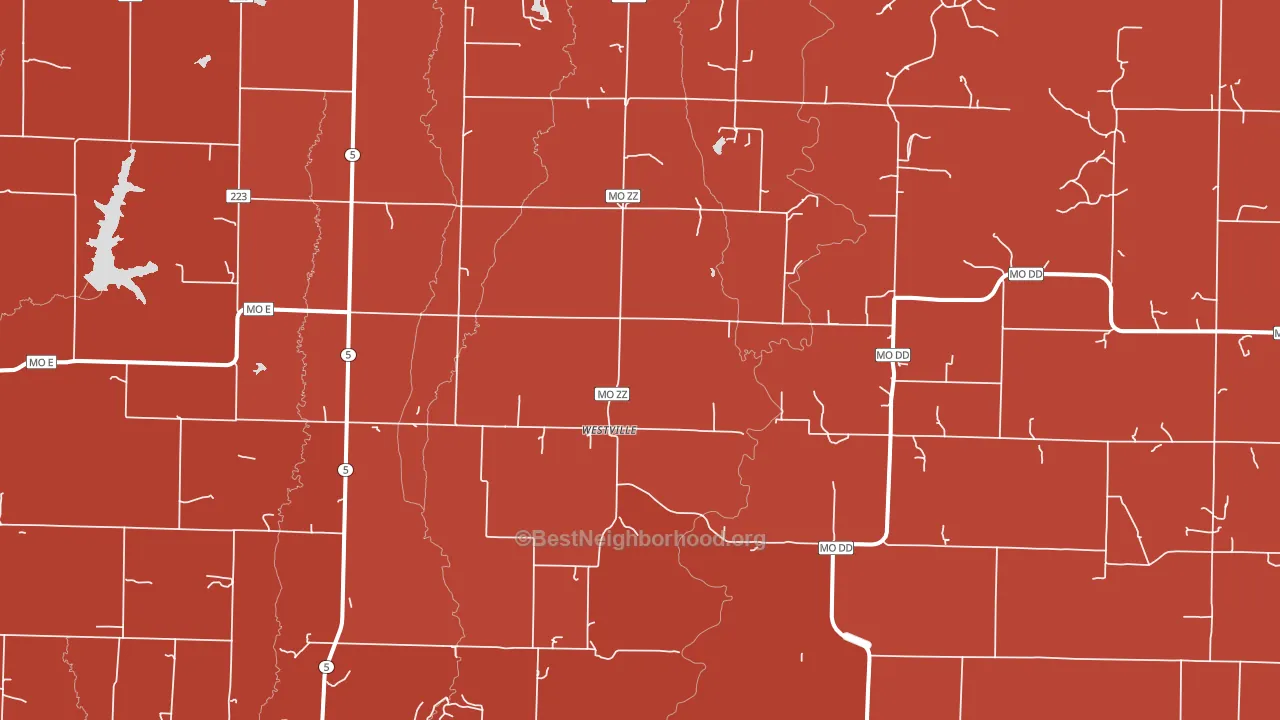 Westville, MO block-group political-lean map