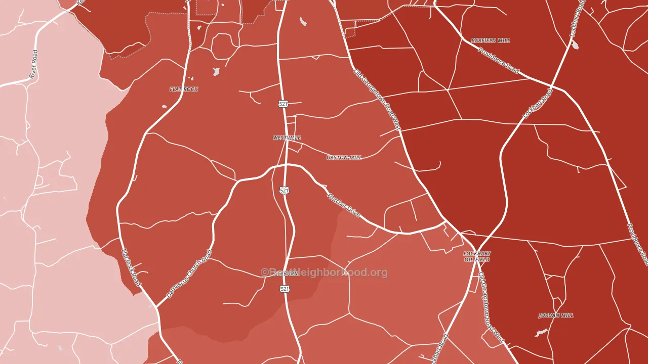 Westville, SC block-group political-lean map