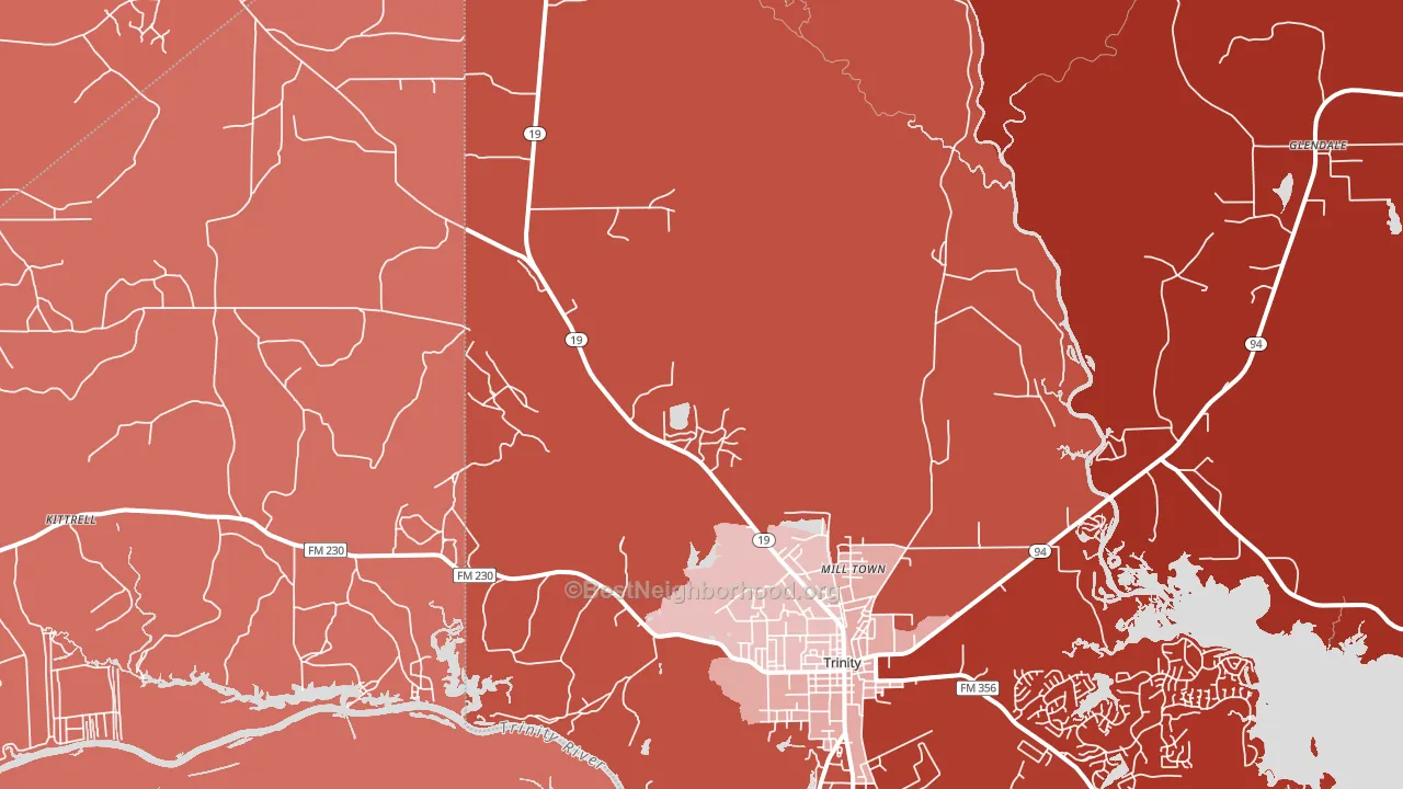 Westville, TX block-group political-lean map